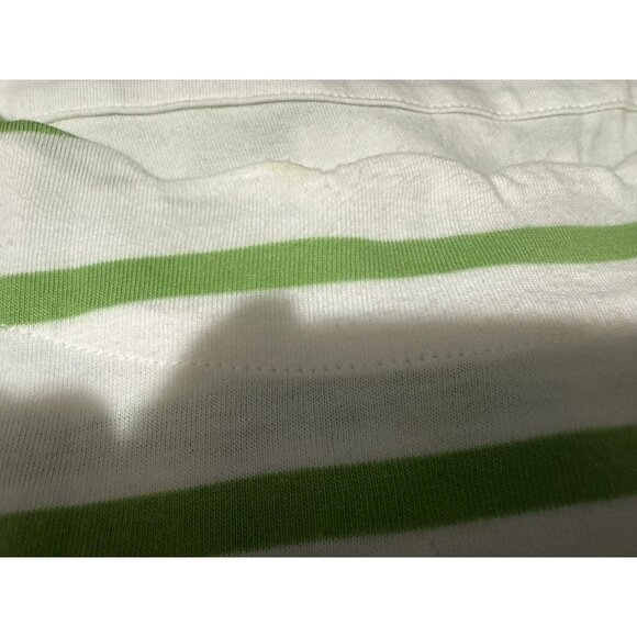 TALBOTS Green Striped Pima Cotton Short Sleeve Scalloped Neck Knit Top Tee 2Xp - Picture 5 of 5